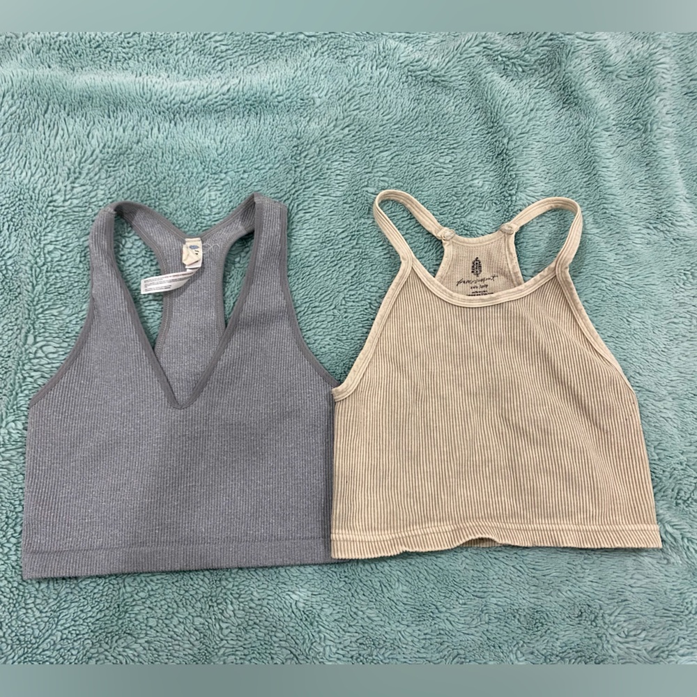 FP Movement by Free People Gray and Tan Crop Tops